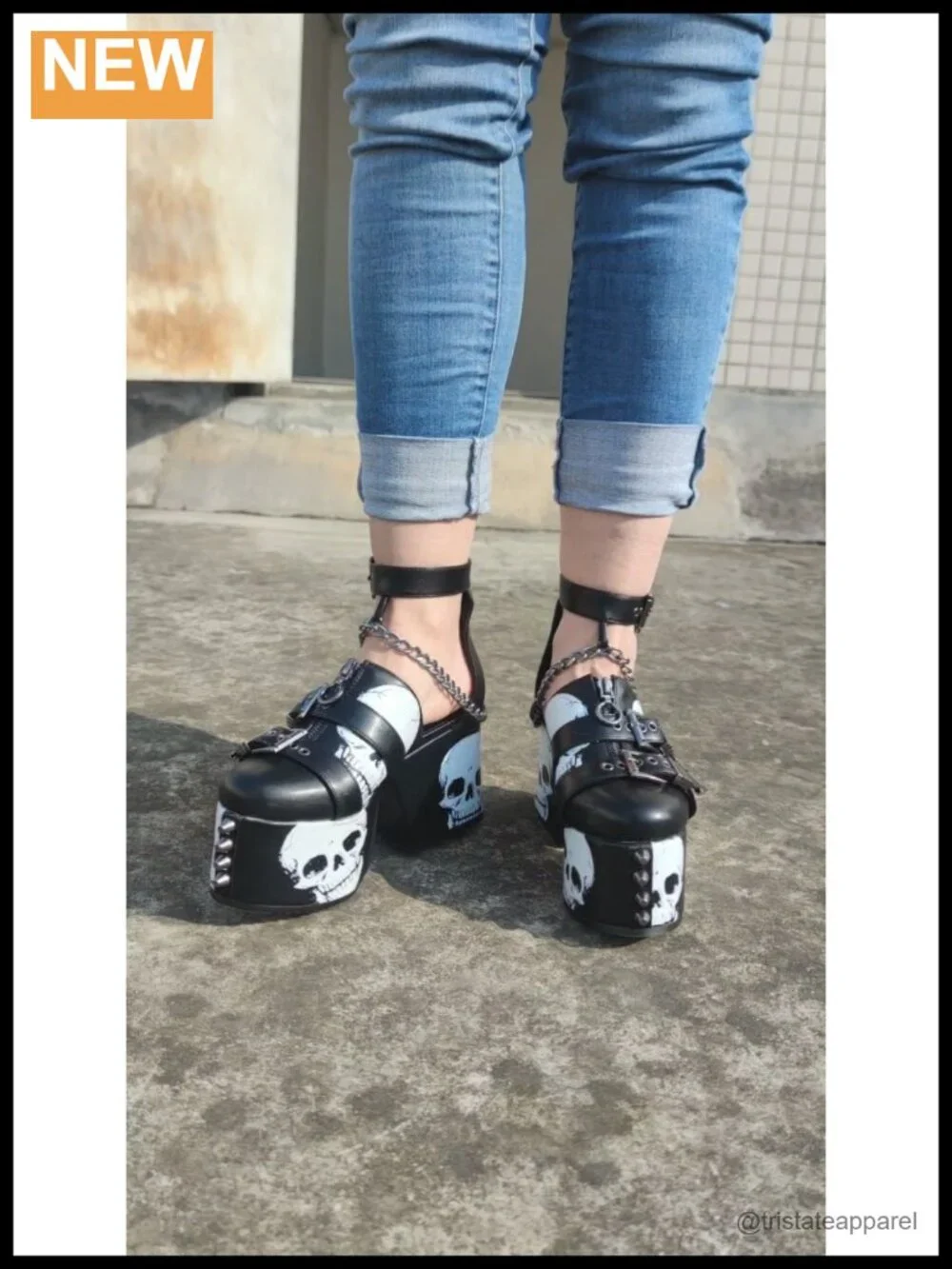 Skull Gothic Platform Wedge Sandals Faux Leather Punk Shoes With Spiked Studs